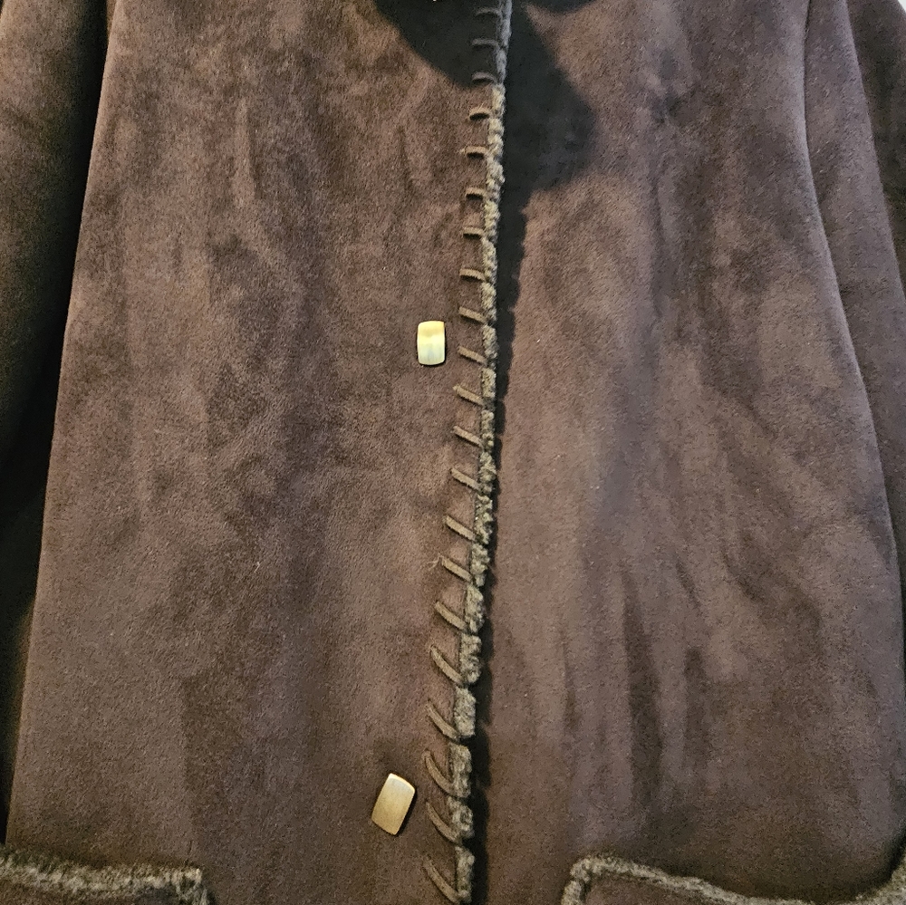 Shearling long coat. Size M. Real fur trim. - Picture 11 of 16